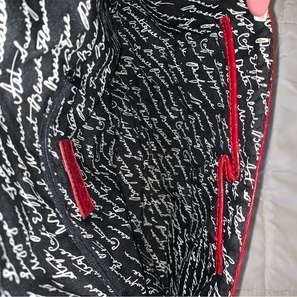 WHITE HOUSE BLACK MARKET Red Croc Embossed Large Clutch - Picture 7 of 8